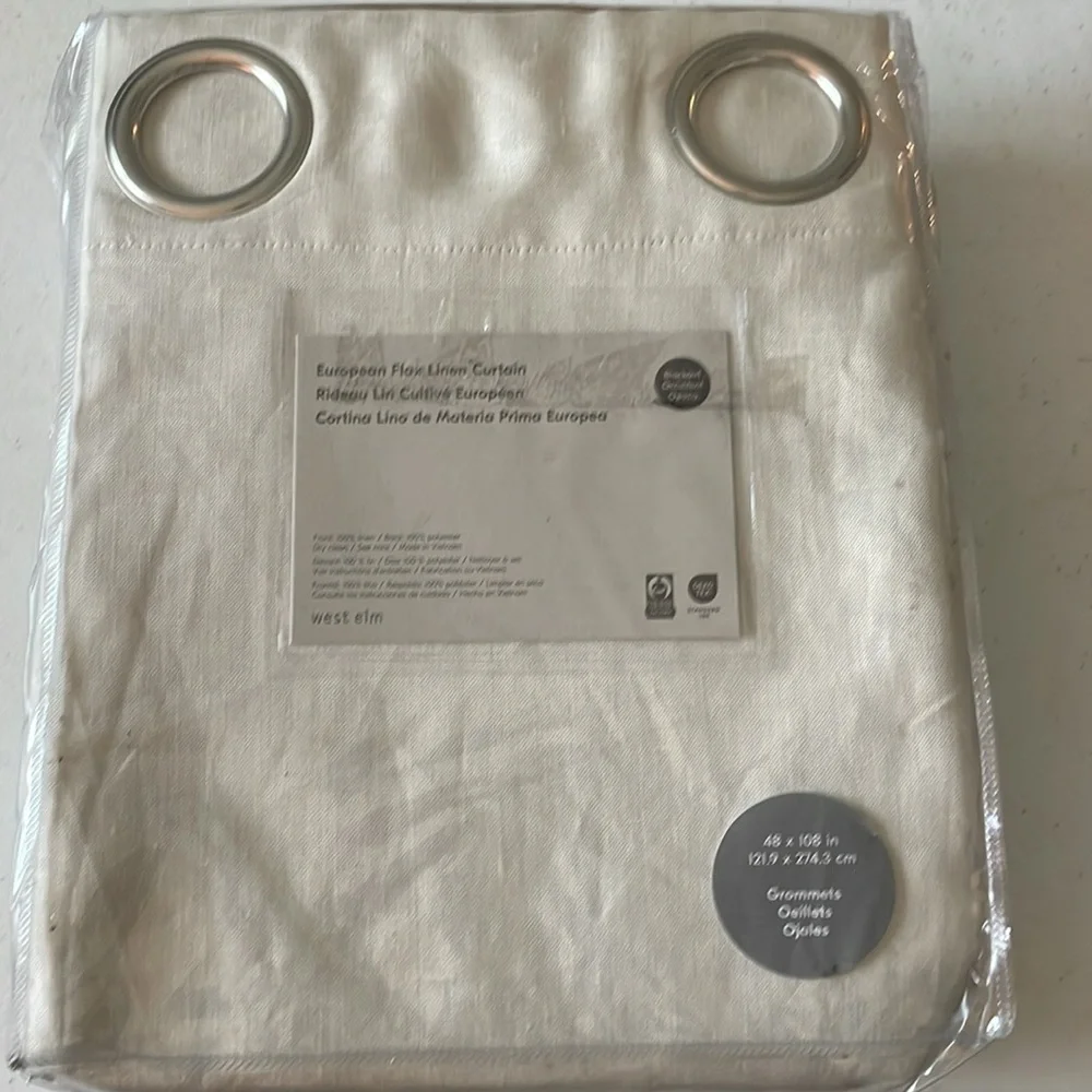 European Flax Linen Blackout Grommet Curtain 48x108